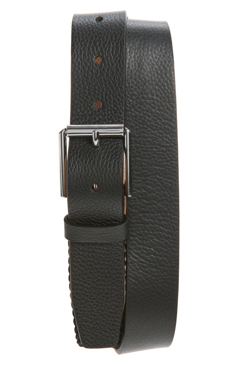 Cole Haan Hidden Stitch Leather Belt, Main, color, Black