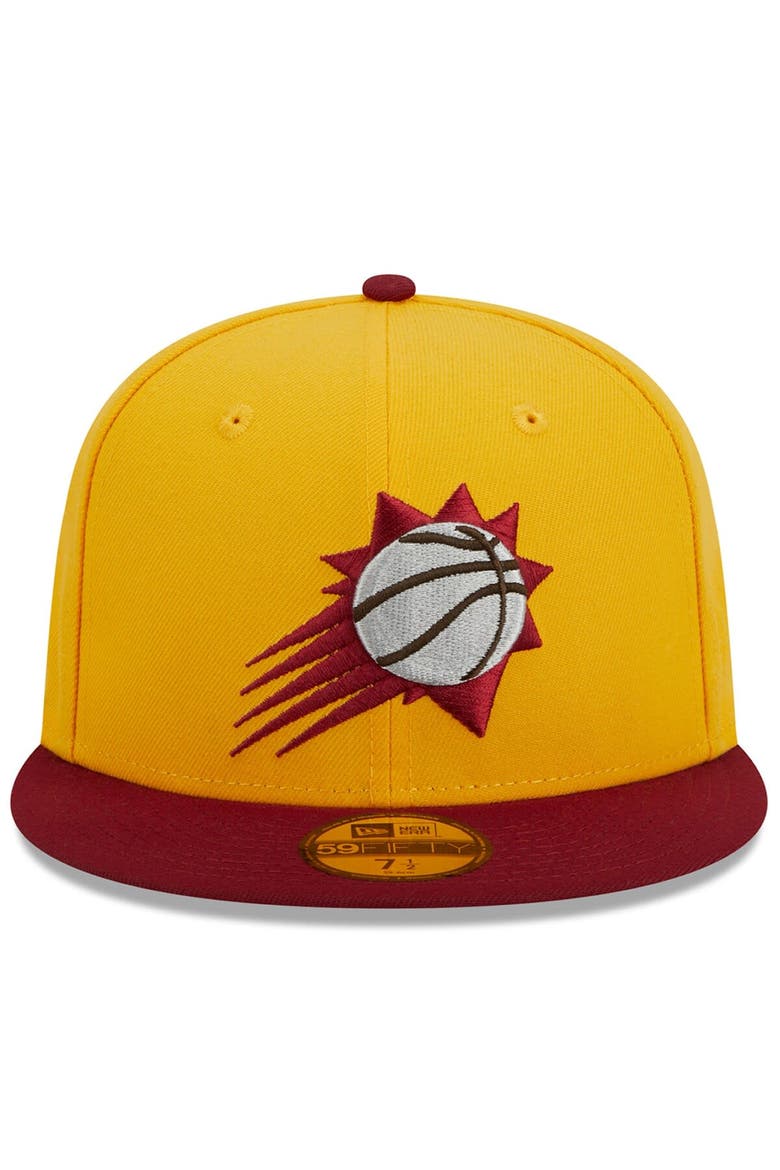 Men's New Era Yellow/Red Phoenix Suns Fall Leaves 2-Tone 59FIFTY Fitted Hat, Alternate, color, Yellow