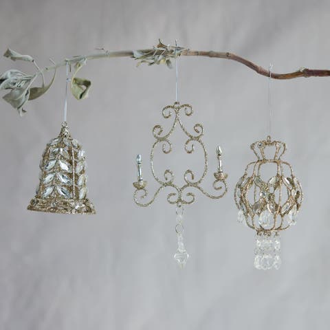 Iron Chandelier Ornament with Acrylic Jewels