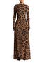 Leopard Print Long Sleeve Maxi Dress