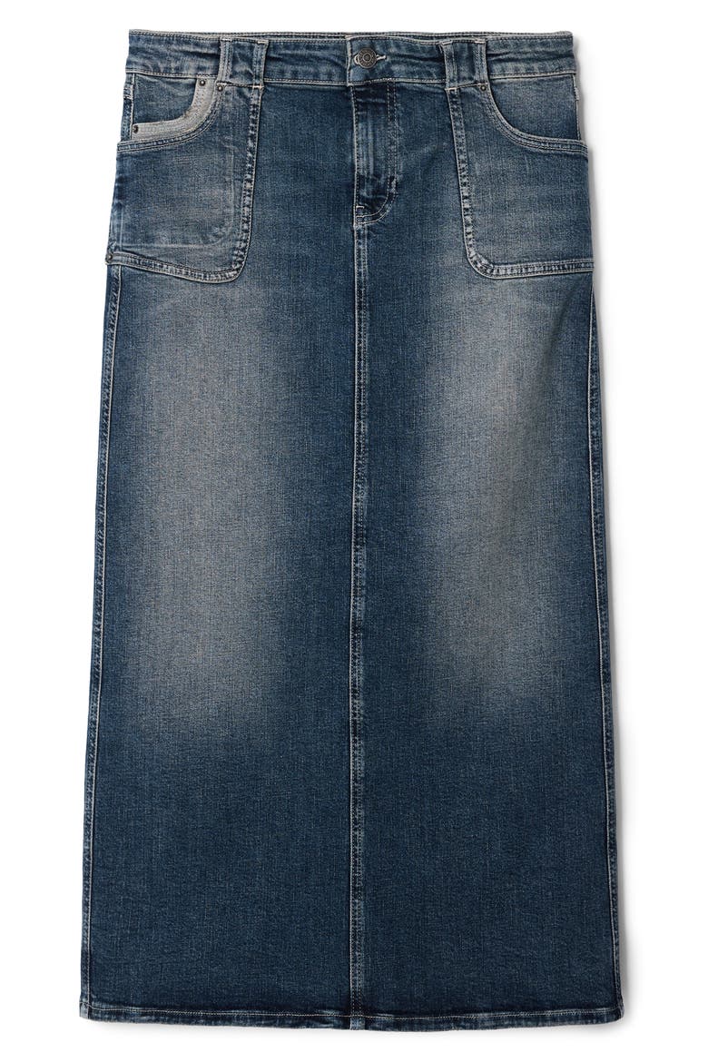 Fal Sia Longline Denim Skirt, Alternate, color, BLUE