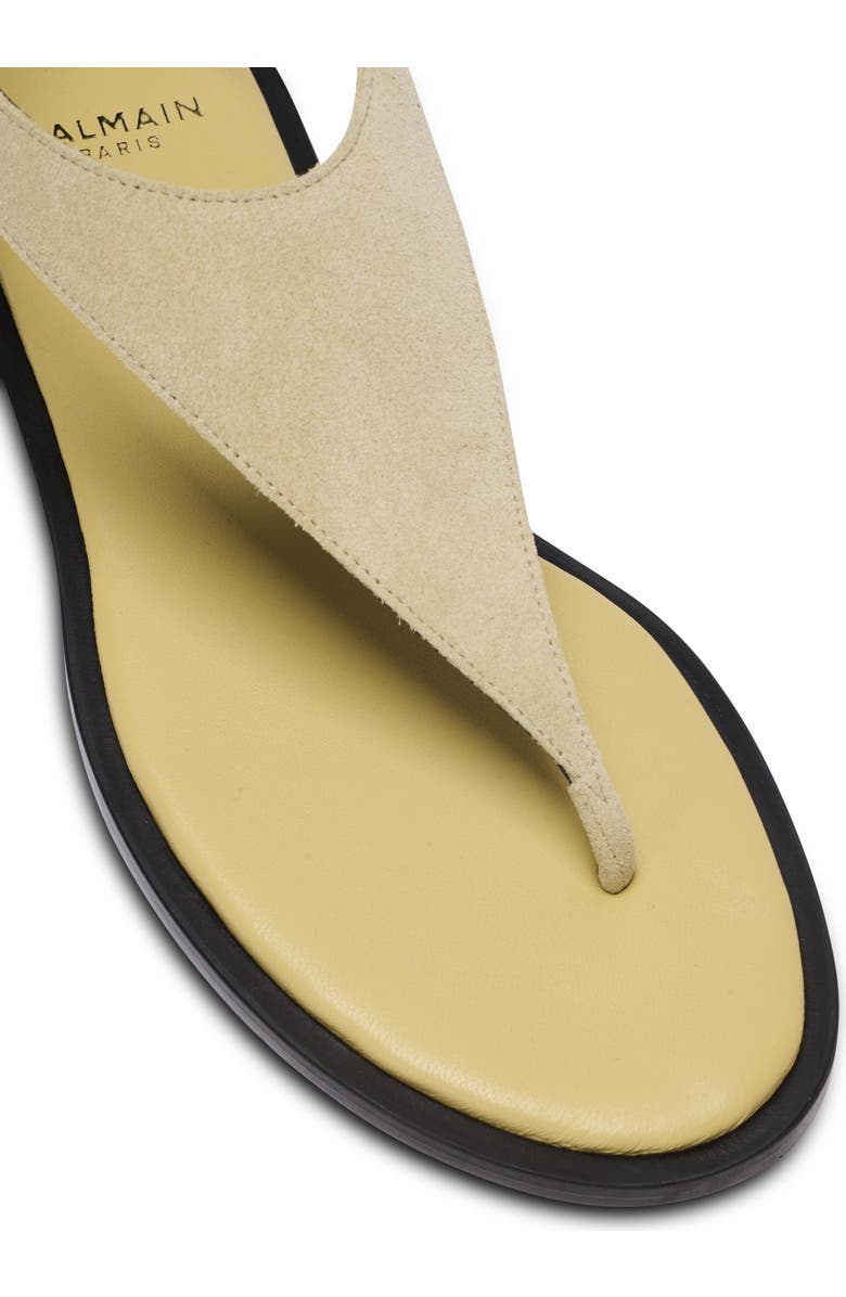 Balmain Anthem flat toe-post sandals in suede, Alternate, color, Beige