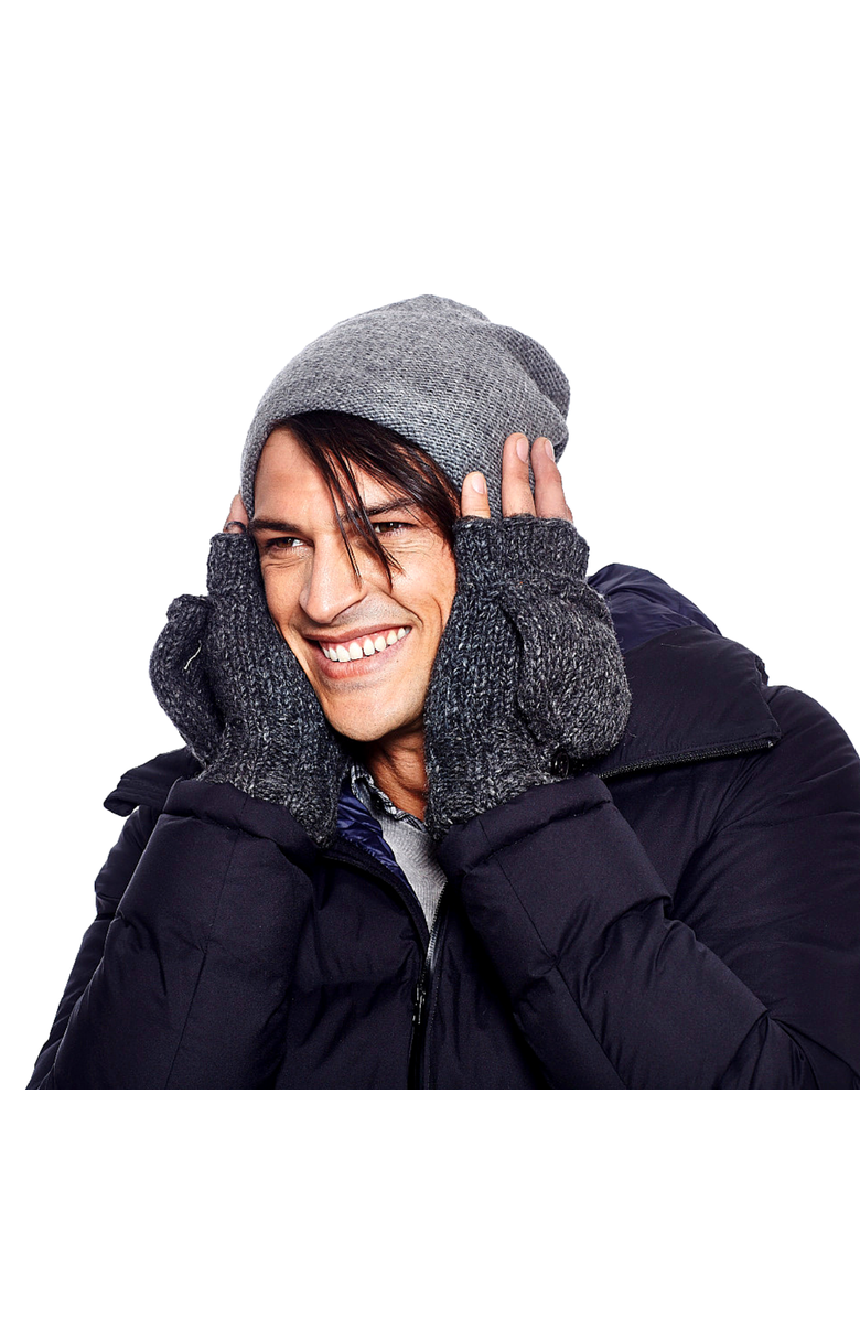 Nirvanna Designs Fingerless Gloves With Button Flap and Fleece Lining, Alternate, color, Charcoal