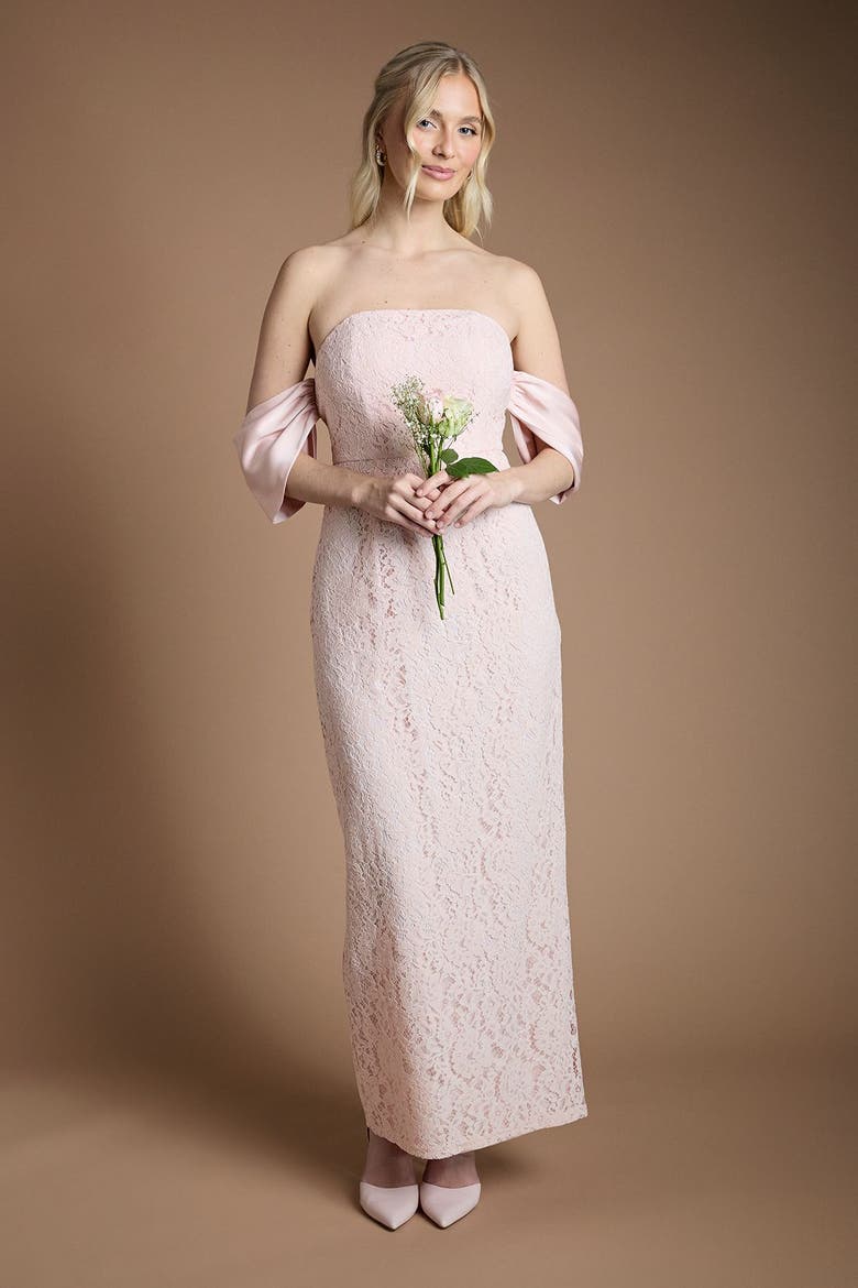 Bardot Neck Short Sleeve Maxi Dress, Alternate, color, Blush
