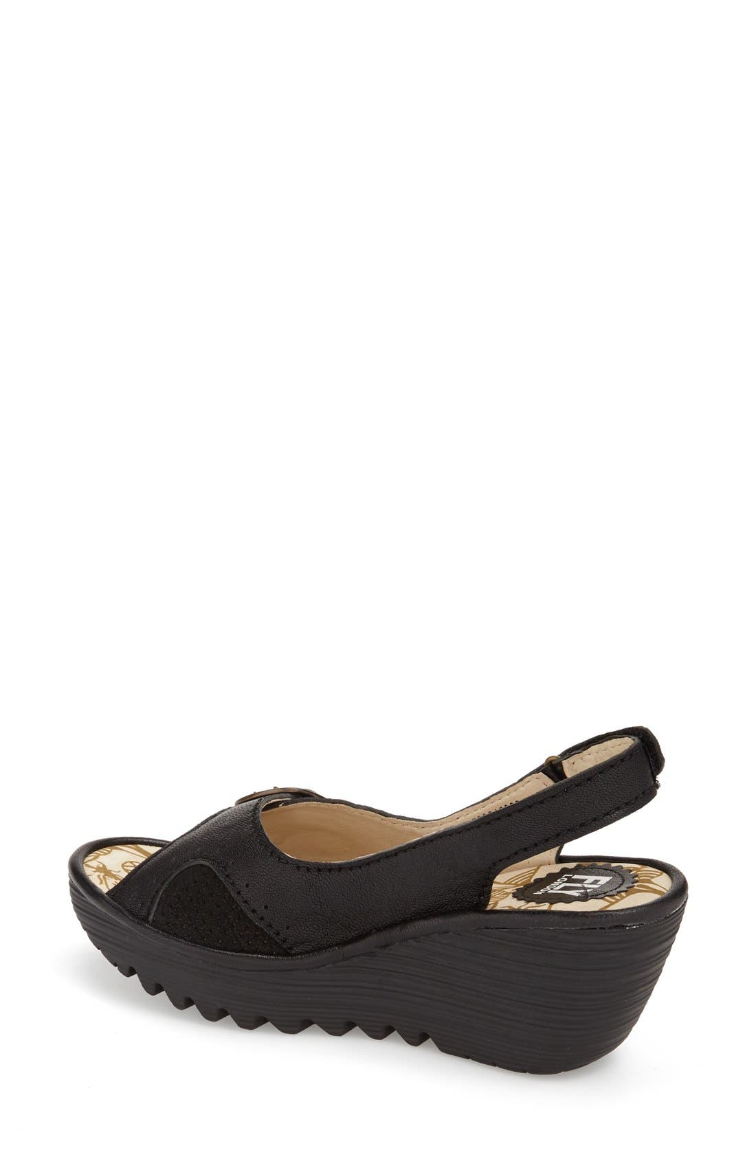 'Yaga' Platform Wedge Sandal, Alternate, color, BLACK LEATHER