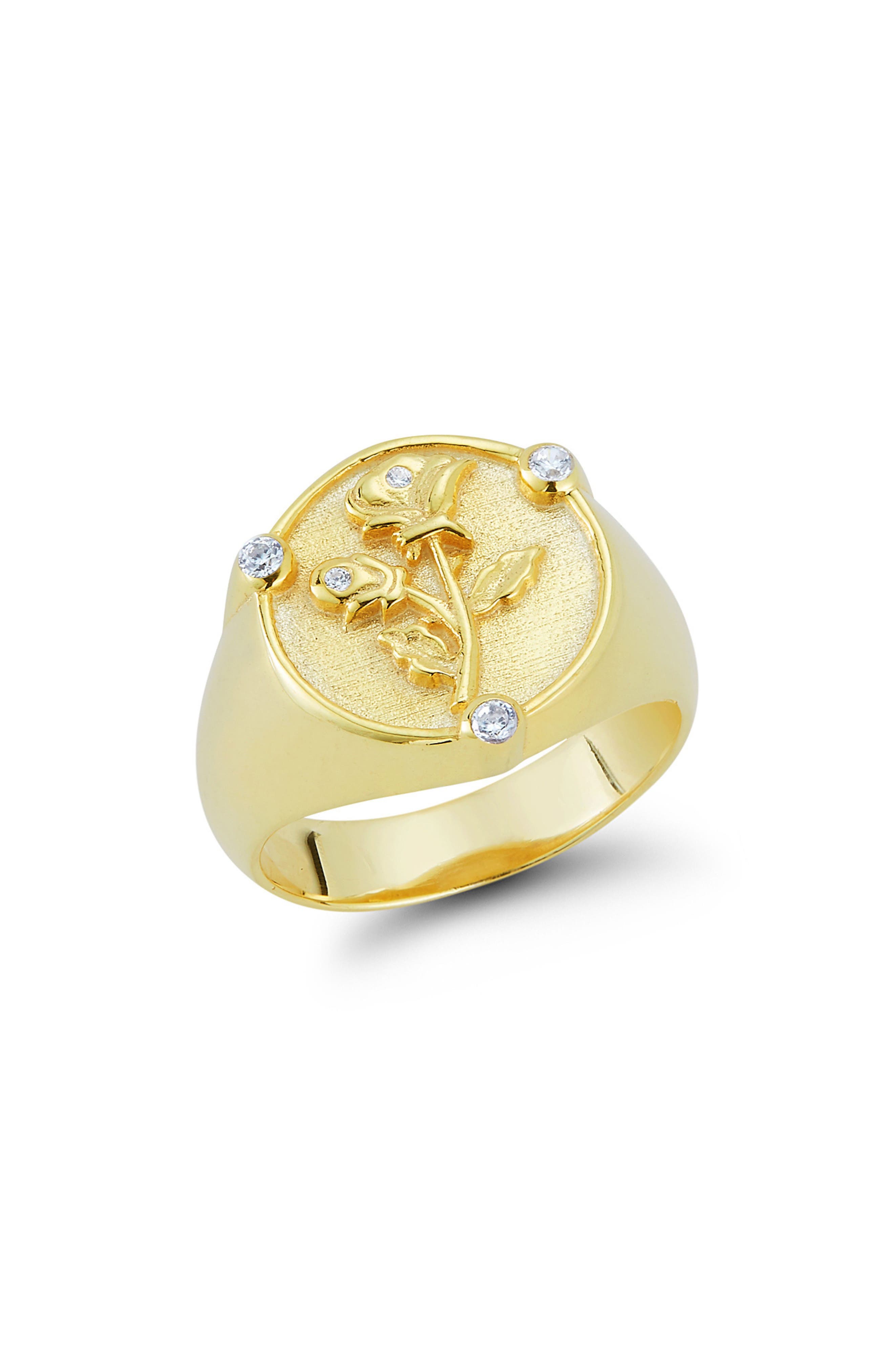 GLAZE JEWELRY Cubic Zirconia Rose Signet Ring