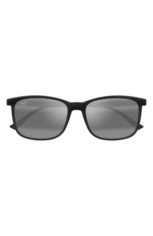 Maui Jim Hulili 57mm Polarized Rectangular Sunglasses In Black/neutral Grey