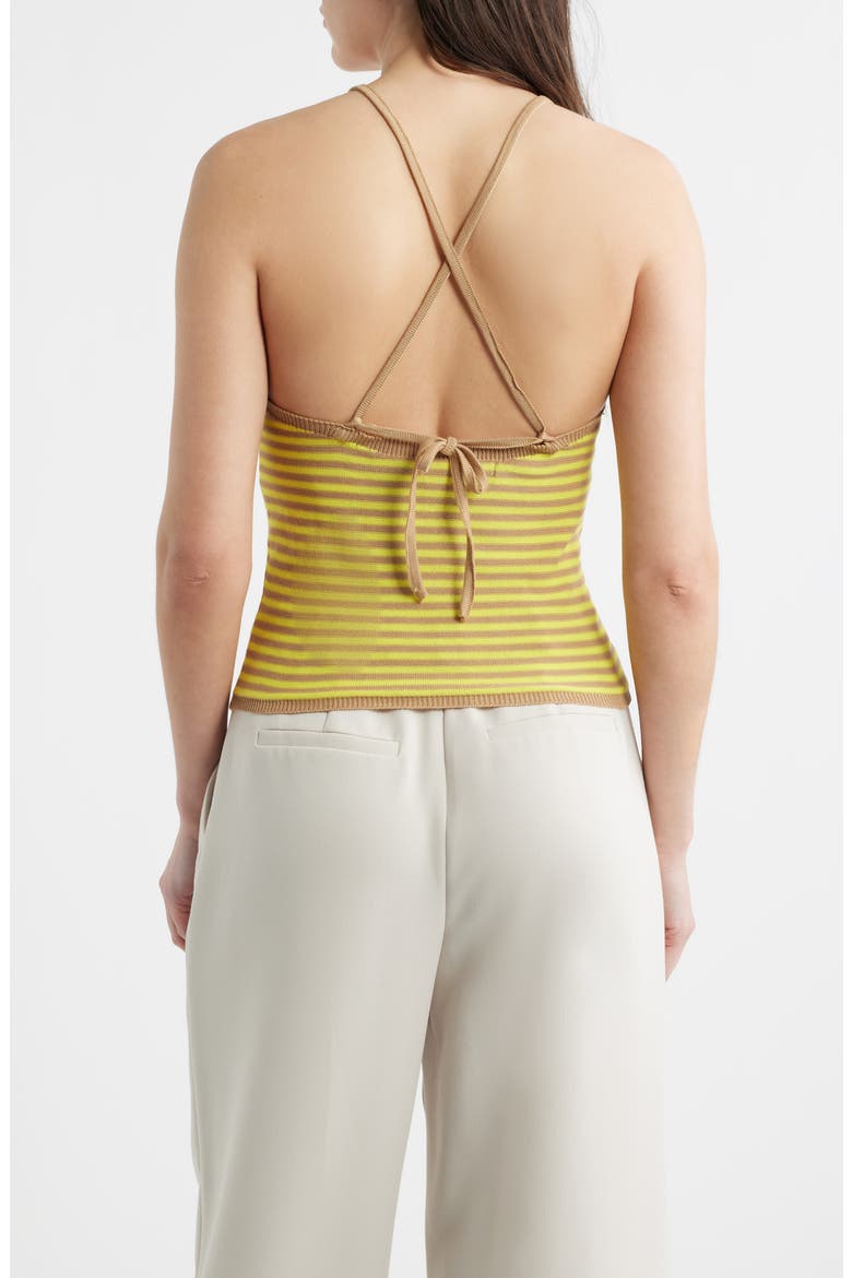 Patmos Stripe Crop Cotton Blend Top, Alternate, color, VISON/ YELLOW