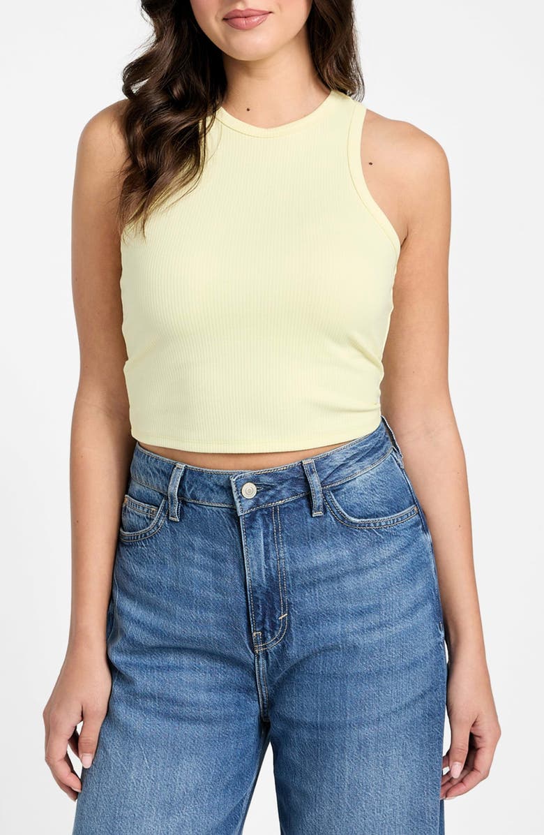 GUESS Minka Racerback Rib Tank, Main, color, Cotton Yellow