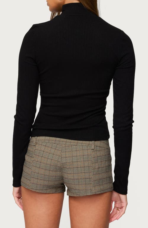 Edikted Saskia Fitted Ribbed Turtle Neck Top In Black