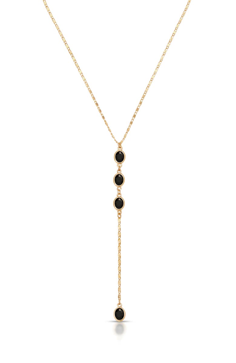 Ettika Sparkle Dip Y-Necklace, Main, color, Black