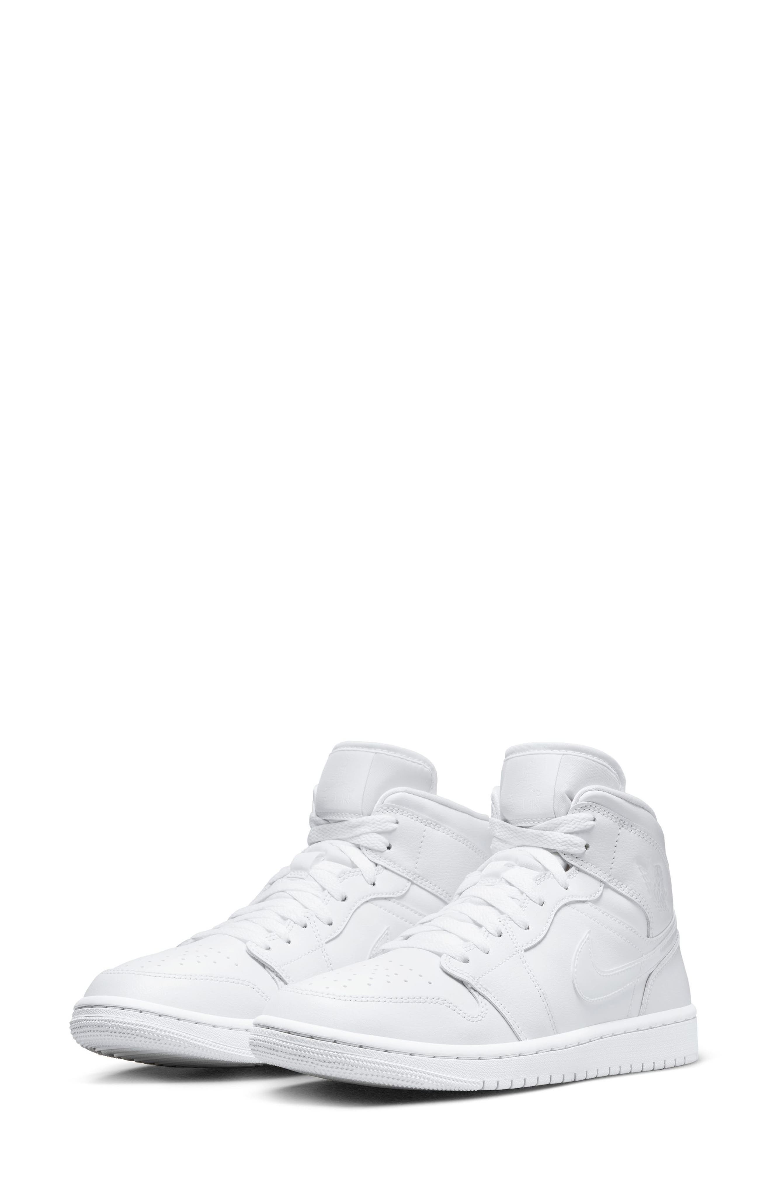 Jordan Air Jordan 1 Mid Basketball Sneaker, Main, color, White/ White/ White