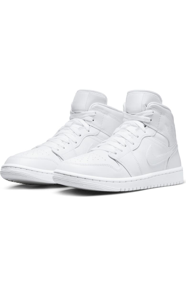 Jordan Air Jordan 1 Mid Basketball Sneaker, Main, color, White/ White/ White