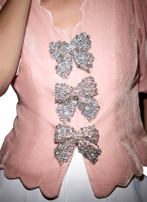 Mint Velvet Velvet Scallop Trim Top In Pink