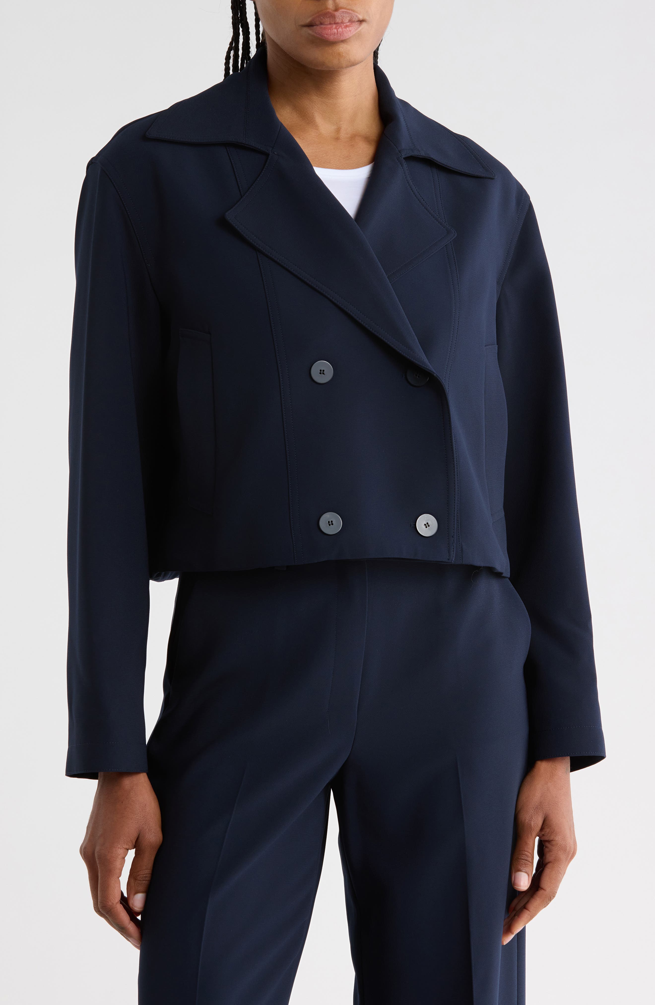 Admiral Crop Crepe Trench Coat
