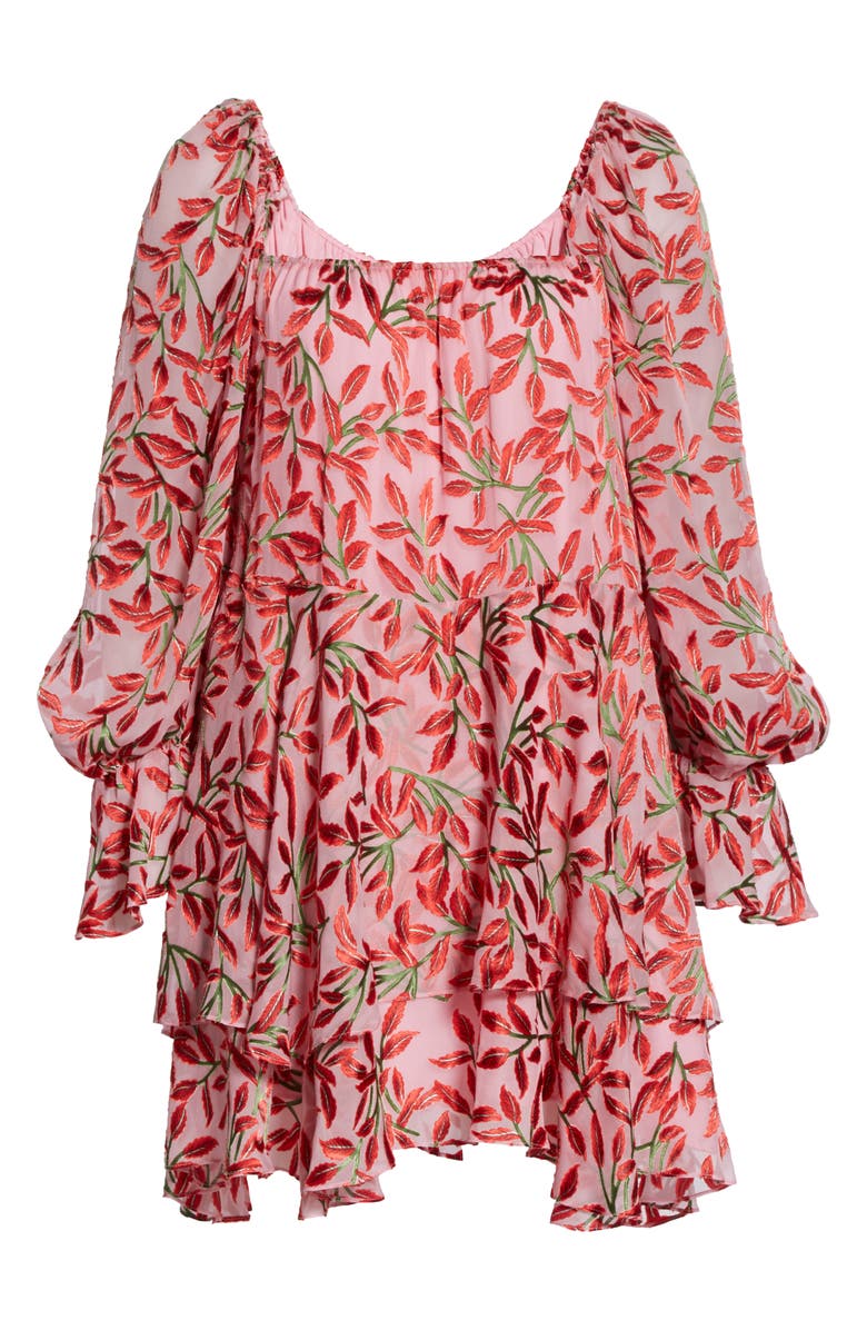 Alice + Olivia Debra Leaf Print Long Sleeve Silk Blend Trapeze Dress | Nordstrom Alice + Olivia Debra Leaf Print Long Sleeve Silk Blend Trapeze Dress | Nordstrom