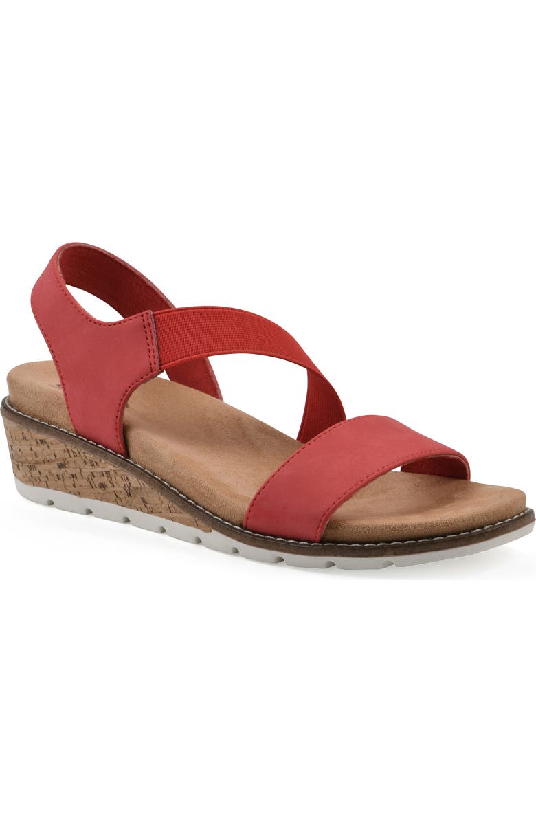 CLIFFS BY WHITE MOUNTAIN Tinnley Wedge Sandal, Main, color, Red Nubuck