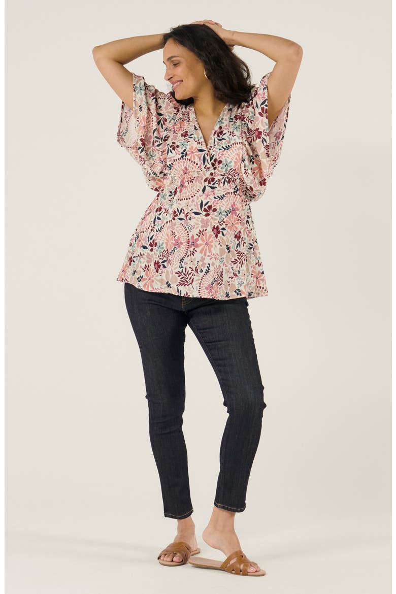 Maternity and Nursing Butterfly Sleeve Blouse Bella, Alternate, color, Multicolor