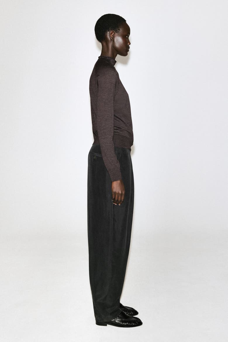 Merino Wool Mock-Neck Cardigan, Alternate, color, BROWN MÉLANGE