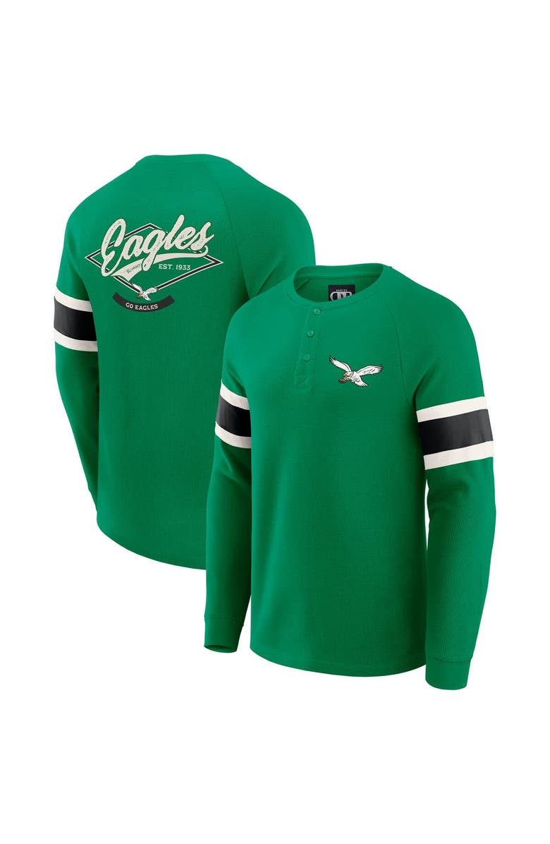 Darius Rucker Collection by Fanatics Men's Darius Rucker Collection by Fanatics Kelly Green Philadelphia Eagles Waffle-Knit Raglan Long Sleeve Henley T-Shirt, Main, color, Kelly Green