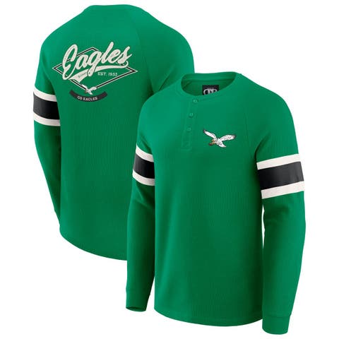 Men's Darius Rucker Collection by Fanatics Kelly Green Philadelphia Eagles Waffle-Knit Raglan Long Sleeve Henley T-Shirt