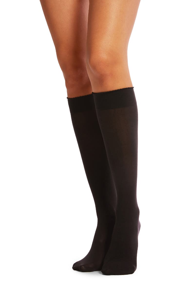 Velvet De Luxe Knee High Socks, Alternate, color, NEARLY BLACK