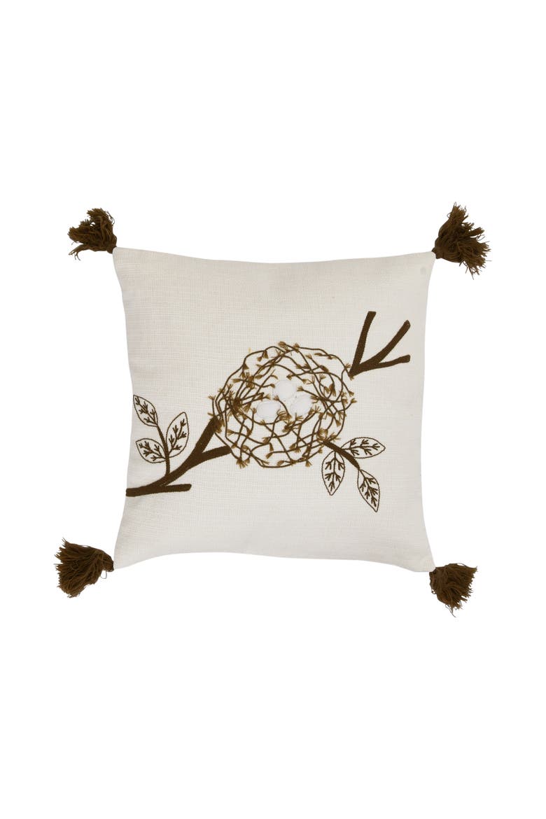 Embroidered Pillow, Main, color, Brown
