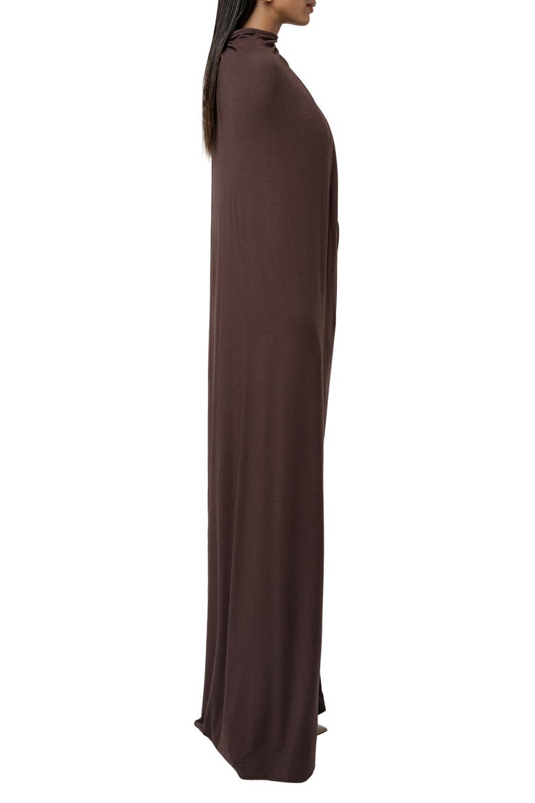 Draped Elegance Long Sleeve Gown, Alternate, color, BROWN