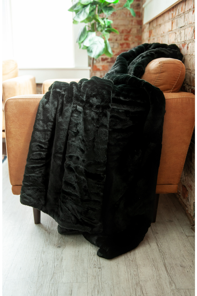 Plush Black Onyx Blanket, Alternate, color, Black