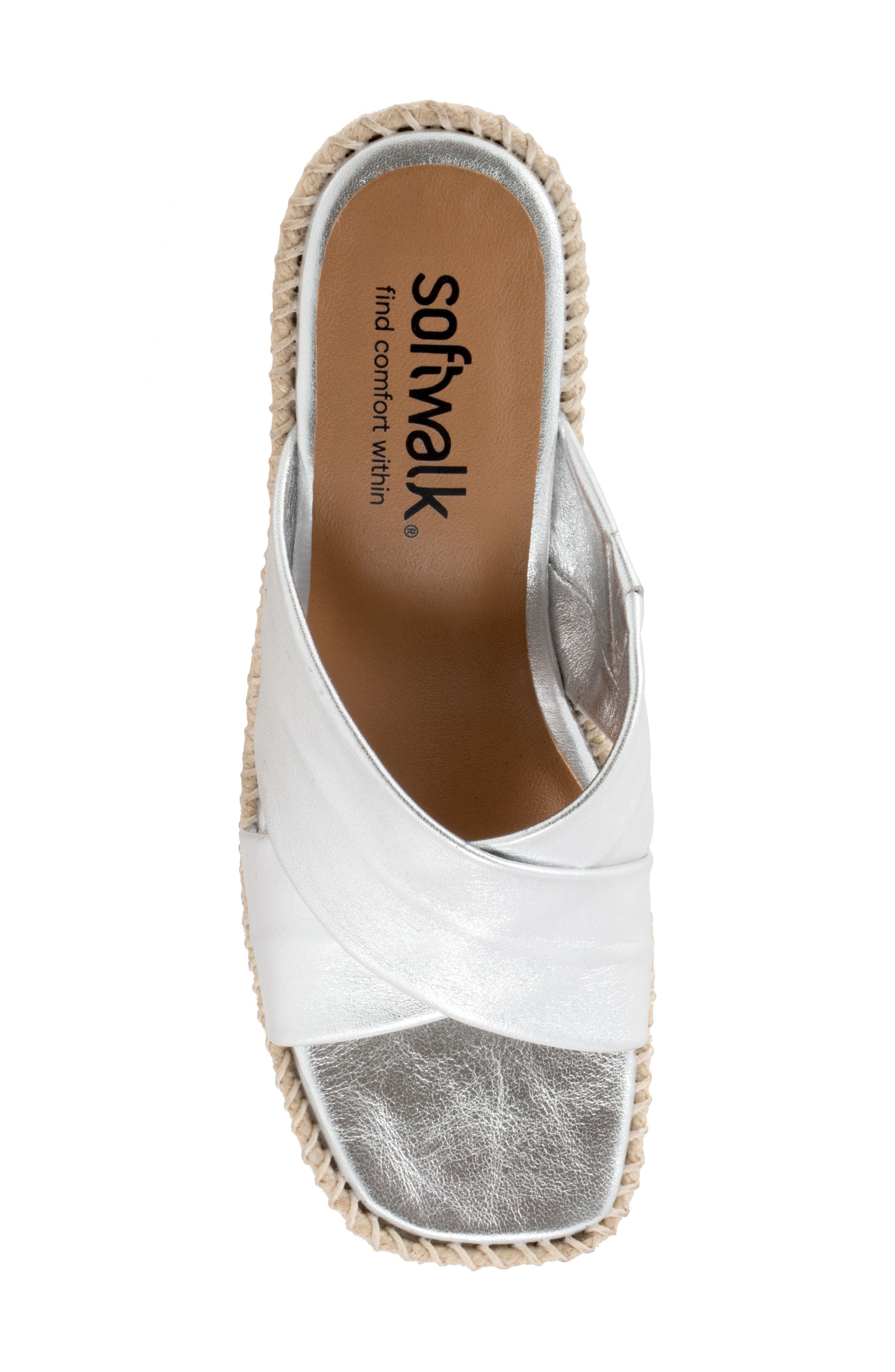 SoftWalk<sup>®</sup> Hastings Espadrille Platform Wedge Slide Sandal, Alternate, color, Silver Metallic