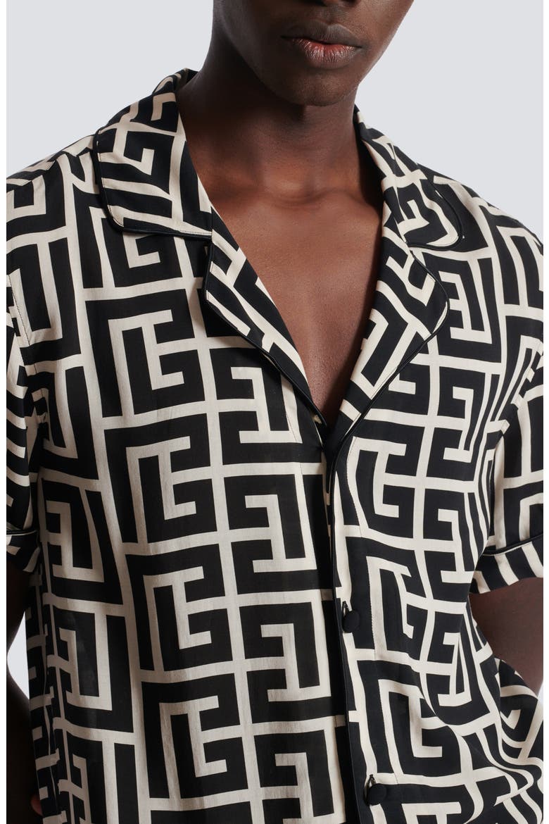 Macro Monogram Pajama Shirt, Alternate, color, GFE IVORY/ BLACK