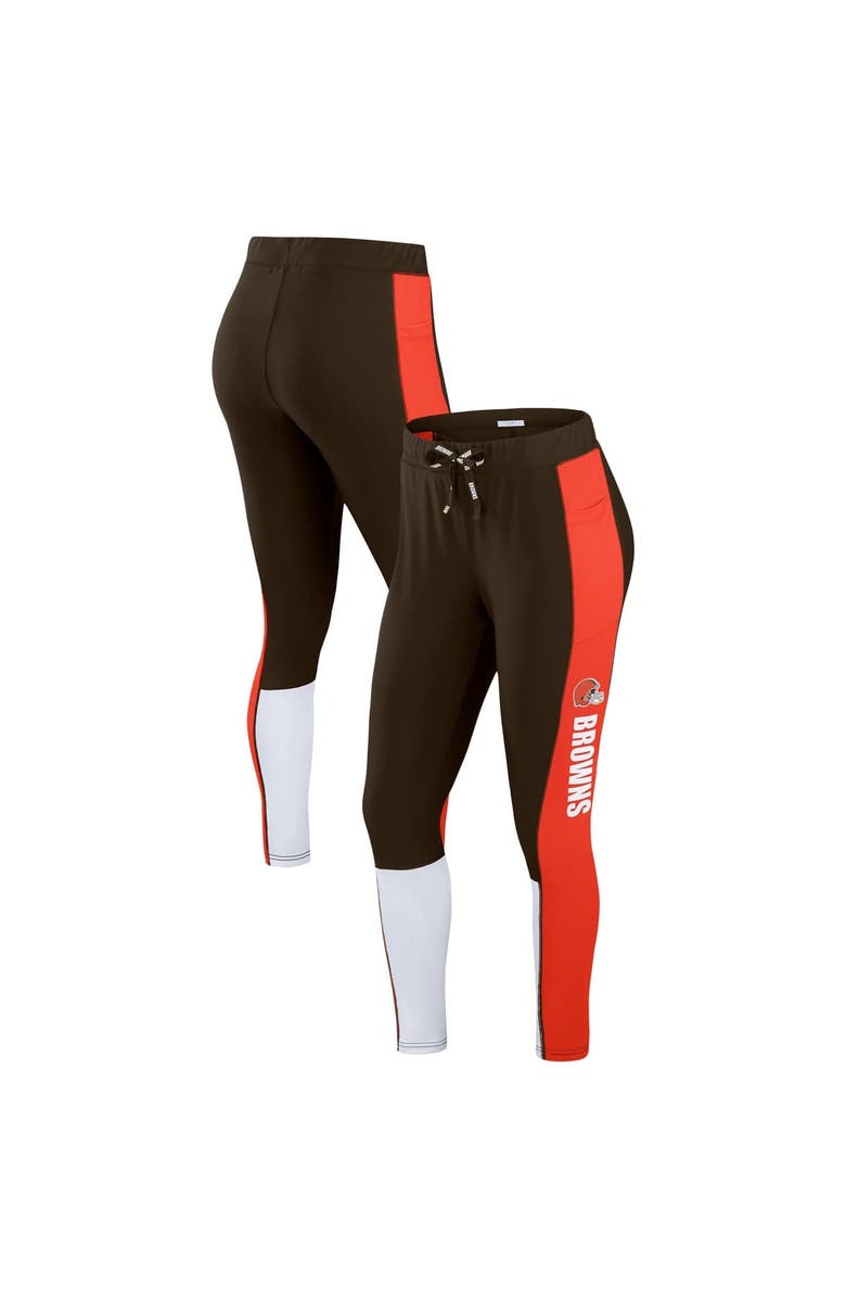 WEAR by Erin Andrews Women's WEAR by Erin Andrews Brown/Orange Cleveland Browns Color-Block Leggings, Alternate, color, Brown