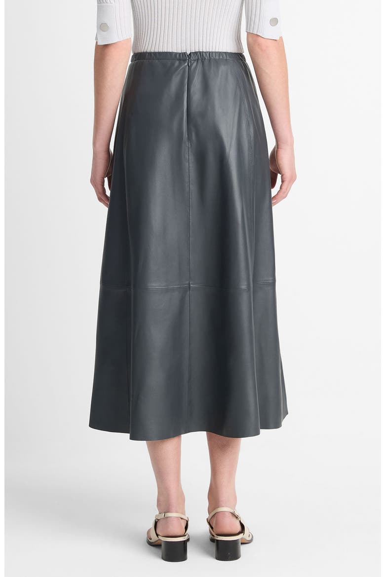 Leather Paneled A-Line Midi Skirt, Alternate, color, GRAPHITE
