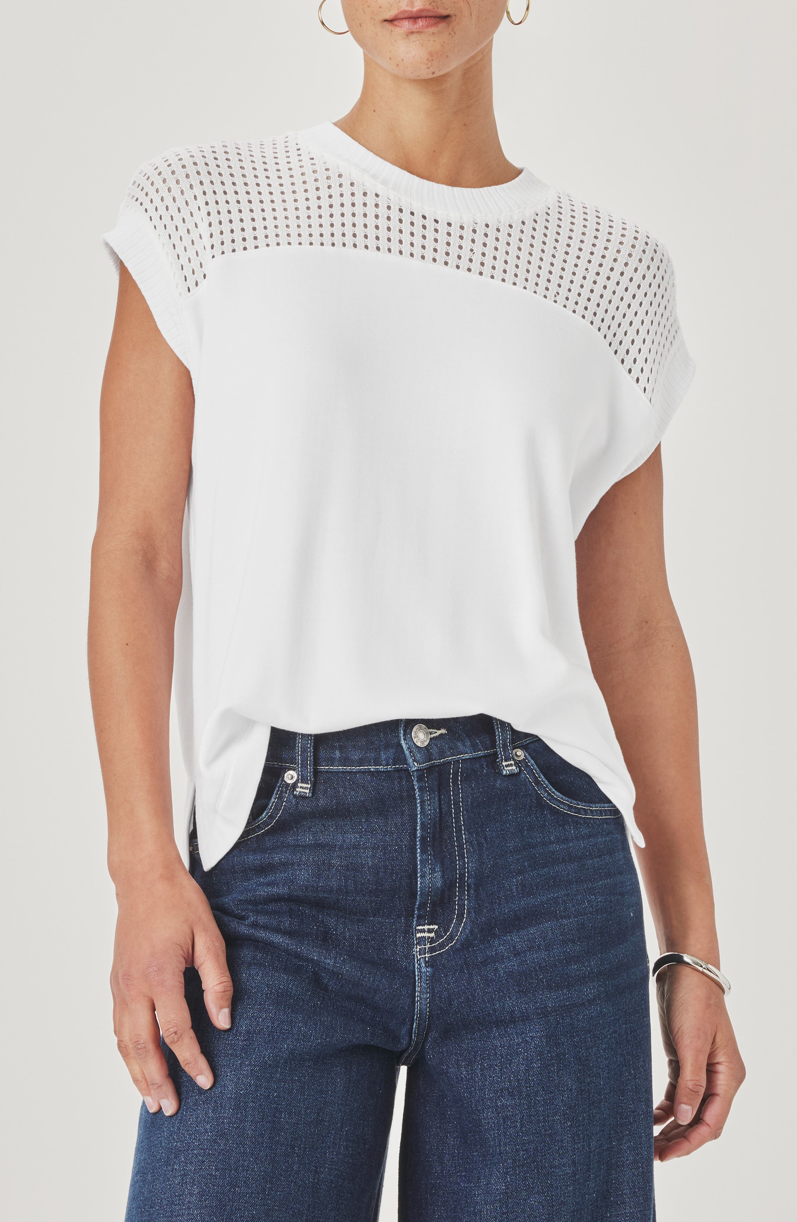 Jada Pointelle Cap Sleeve T-Shirt - image 3