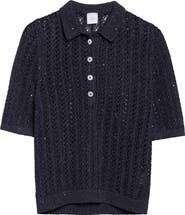 Eleventy Open Stitch Cotton & Linen Blend Polo