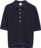Eleventy Open Stitch Cotton & Linen Blend Polo
