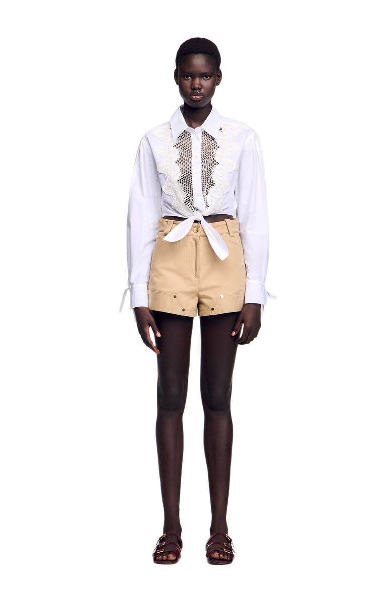 SANDRO Lace bib shirt, Alternate, color, 