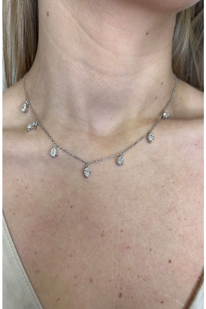 Lab Created Diamond Charm Choker Necklace, Alternate, color, 18K WHITE GOLD