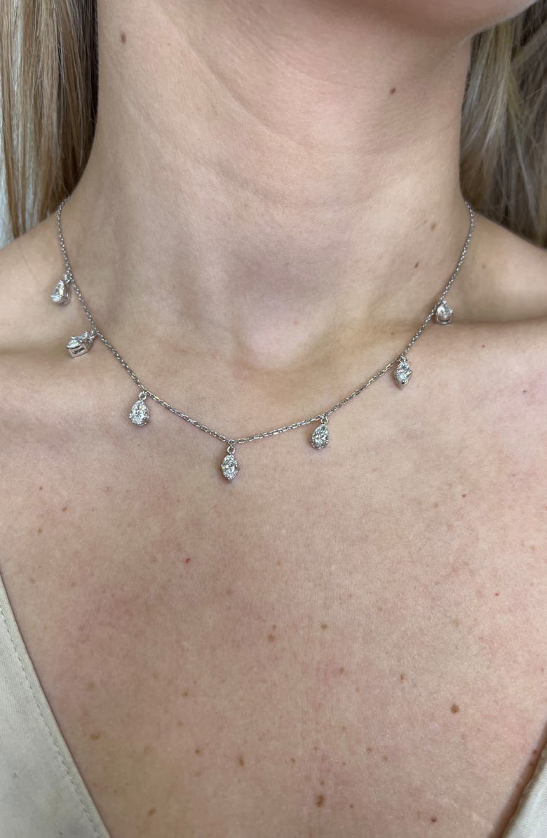 HauteCarat Lab Created Diamond Charm Choker Necklace, Alternate, color, 18K White Gold