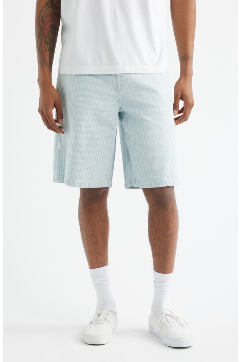 Check-5 Baggy Denim Shorts, Main, color, BLUE ICE STRIPE
