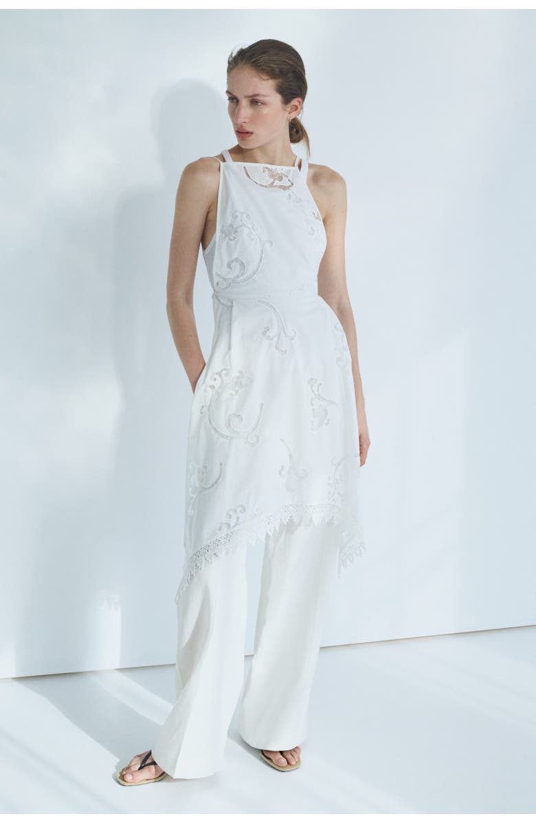 H&M Linen-blend Drawstring Trousers, Alternate, color, White