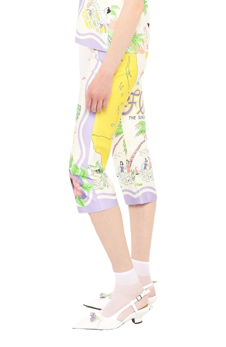 Anna Sui Florida Cotton Sateen Capri Pants, Alternate, color, Lavender Multi