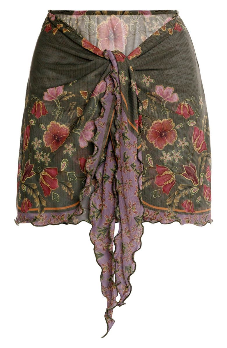 Agua Bendita Aranxa Aura Cover-Up Skirt, Alternate, color, Green