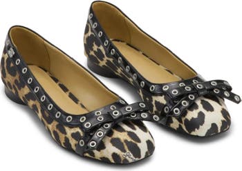 Ganni Grommet Bow Ballet Flat (Women) | Nordstrom