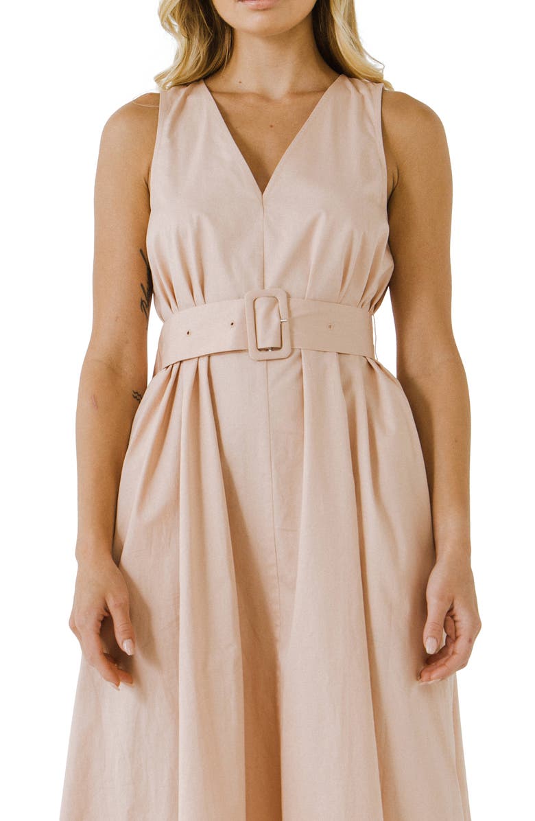 English Factory Voluminous Belted Cotton Dress, Alternate, color, 