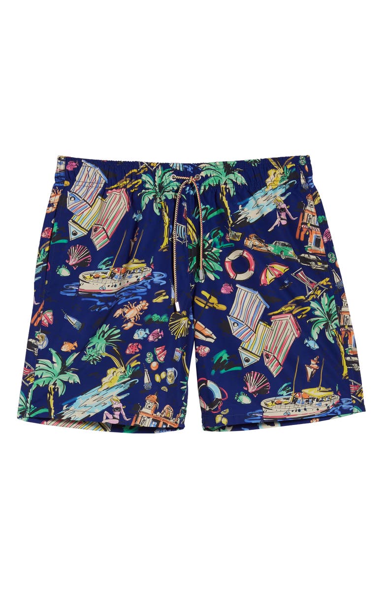 Bugatchi Print Swim Trunks, Alternate, color,