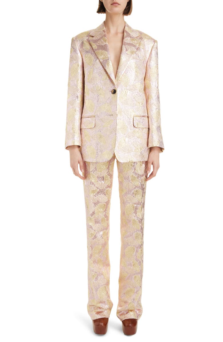Dries Van Noten Birdy Shell Print Metallic Brocade Blazer, Alternate, color, 