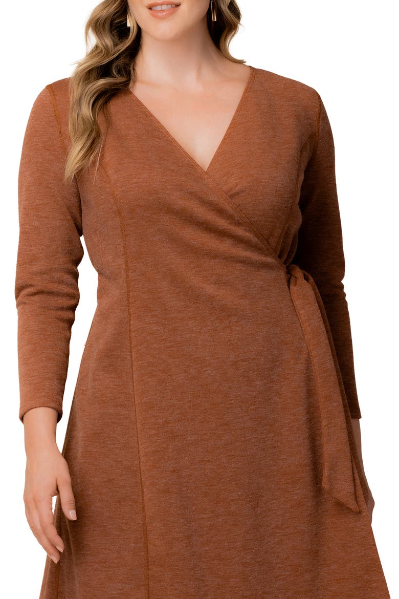 London Wrap Sweater Dress, Alternate, color, CINNAMON