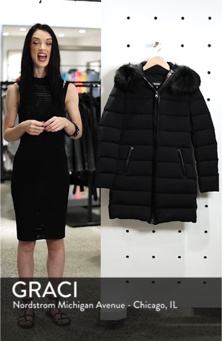 Calla Genuine Fox Fur Trim Hooded Down Coat, sales video thumbnail
