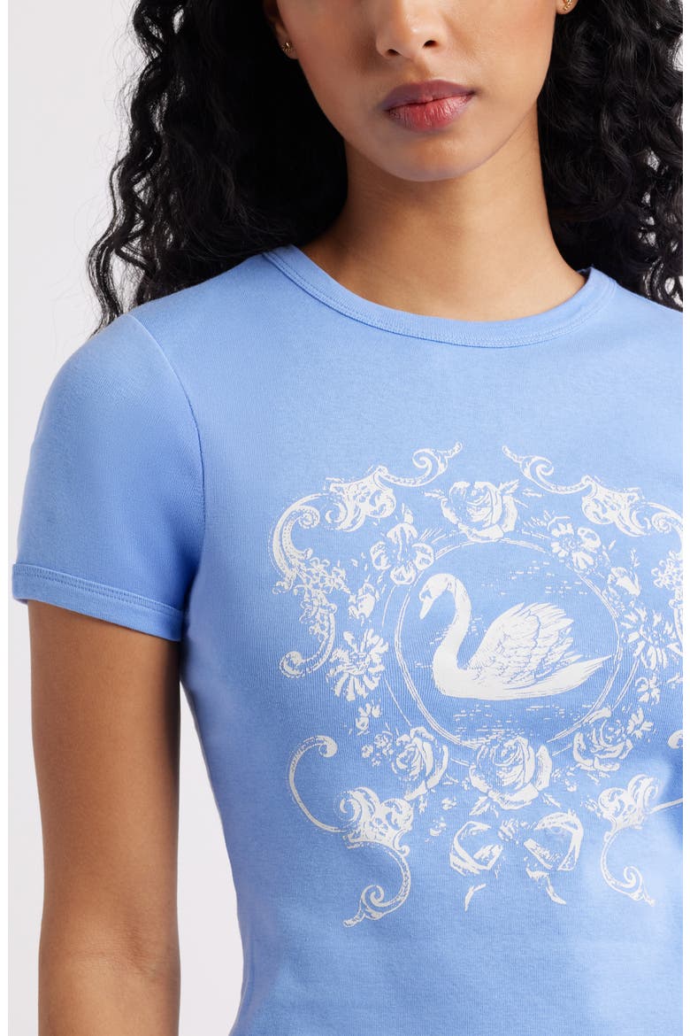Graphic Baby Tee, Alternate, color, BLUE ORNATE SWAN